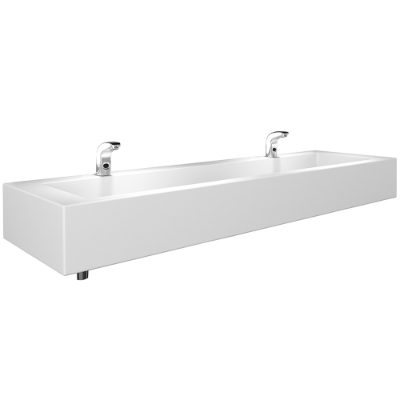 SanCeram 1800mm Solid Surface Wash Trough - Deck Mounted Taps – commercial/school washbasins.