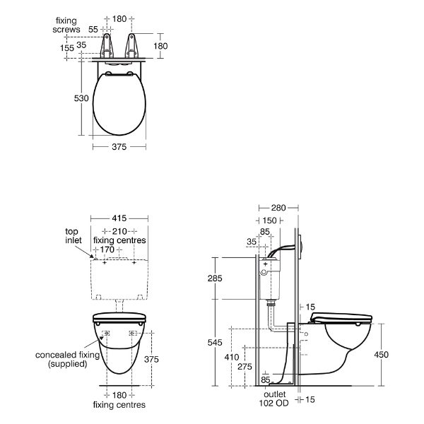 Armitage Shanks Contour 21+ Wall Hung Rimless Toilet Pan - S0443HY