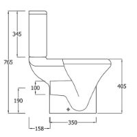 The Sanitaryware Company - Chartham close coupled toilet pack with dual flush push button, soft close seat and cover. Technical Drawing