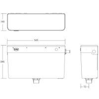 Tyde Mirage dual flush concealed cistern with Lever, Technical drawing