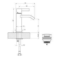 Langley Mono Basin Mixer Tap LLBW106 Technical drawing