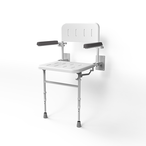 Wall Mounted Shower Seat with Back, Arms and Legs