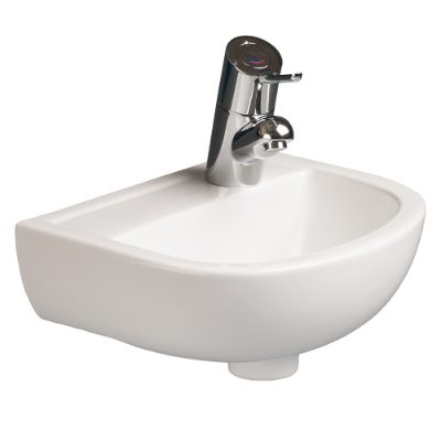 SanCeram Chartham 380 small wall mounted basin. HBN compliant sanitaryware with right hand taphole