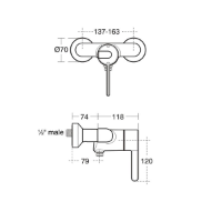 A4130AA Contour 21 Thermostatic Exposed Shower Valve Technical Drawing