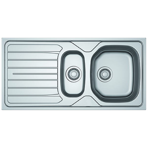 Sirius Reversible 1.5 Bowl Inset Sink – Stainless Steel Kitchen Sink – 1 Tap Hole for Mixer Tap