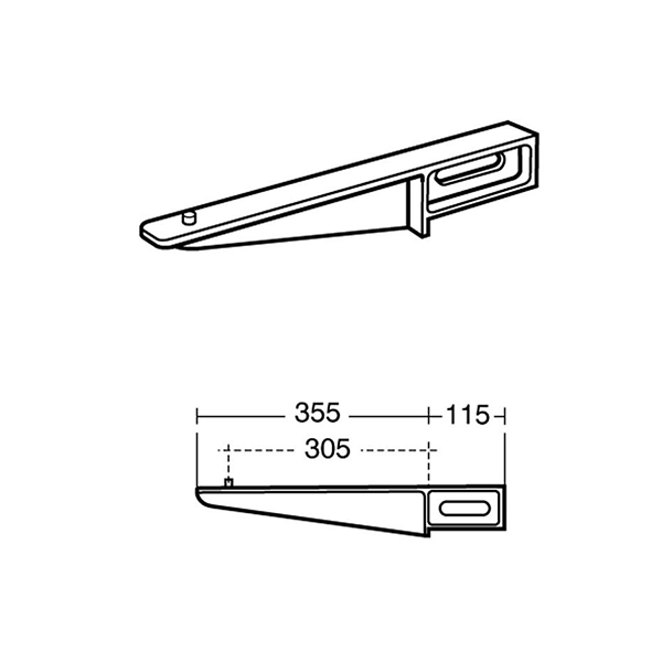 Brackets Aluminium Alloy Build-in, 405mm overall, 355mm stud (pair) S921967 Technical Drawing