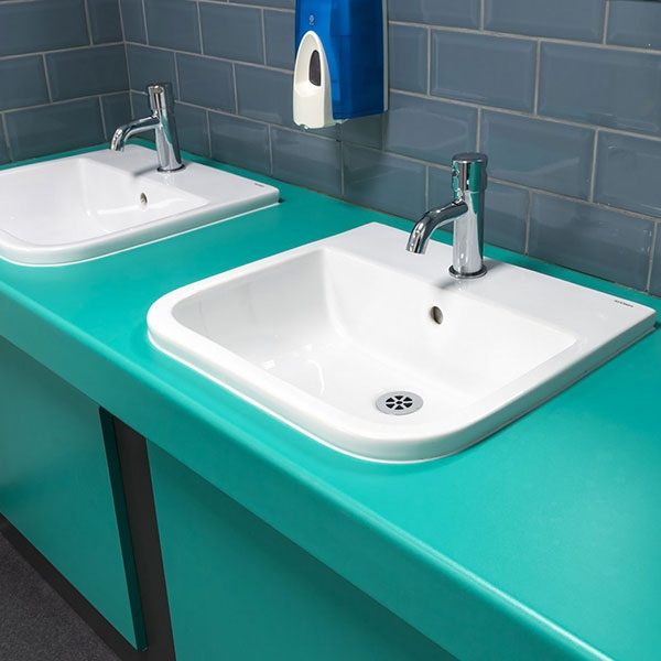 Shenley 500 central tap hole countertop basin at Hopwood Hall College