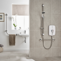 Triton Omnicare Design Thermostatic Electric Shower with grab riser rail & height adjustable shower head holder
