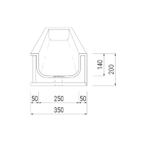 T4S Slim Flat Bottom Thermoformed Solid Surface Wash Trough without Tap Deck - Technical Drawing