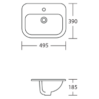 Armitage Shanks Planet 21 500mm Countertop Washbasin 1TH - Technical Drawing