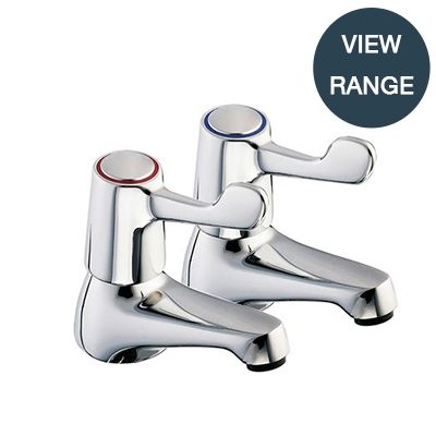 Pairs of taps – pillar taps including water saving and lever for commercial and healthcare