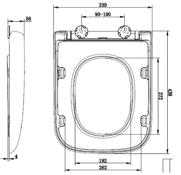 Marden Soft Close Toilet Seat & Cover - MDWC105 Dimensions