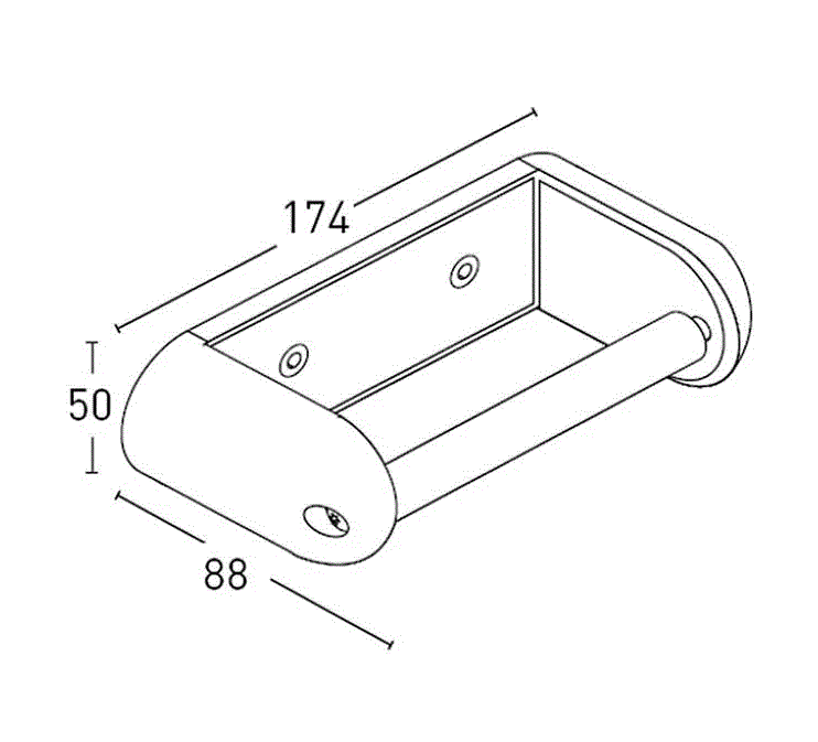 Satin Anodised Aluminium Toilet Roll Holder - Technical drawing
