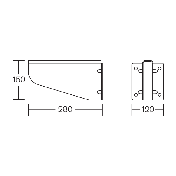 Cantilever Wash Trough Bracket – Wall Mounted Tap Profile
