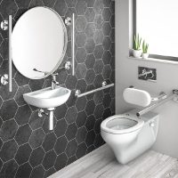 SanCeram Wall Hung Toilet Doc M Pack with grab rails and concealed cistern for disabled toilets