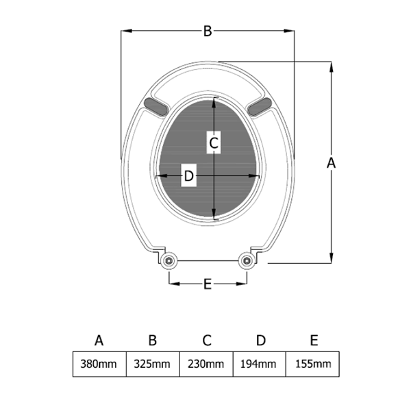 Shenley Toilet Seat SHWC102 Dimensions
