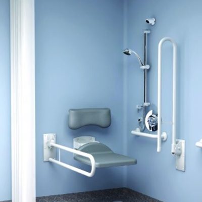 SanCeram Doc M & DDA Compliant shower pack with grab rails - for healthcare settings