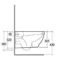 Langley Curve Wall Mounted Rimless Toilet Pan - LLWC121 Side Elovation Dimensions