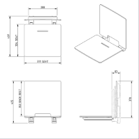 Removable Contemporary Slimline Shower Seat Technical Drawing