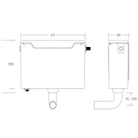 Thomas Dudley Miniflo concealed cistern – technical drawing, The Sanitaryware Company