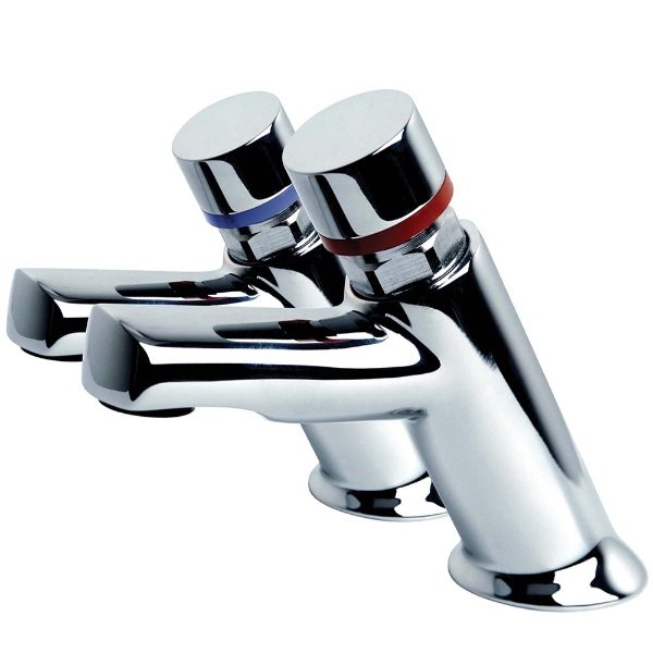 SanCeram press action self closing taps – pair of water saving taps – education sanitaryware