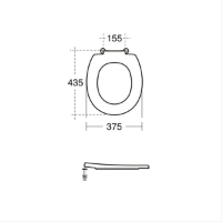Contour 21 Schools Toilet Seat for 355mm High Toilet Pan technical drawing