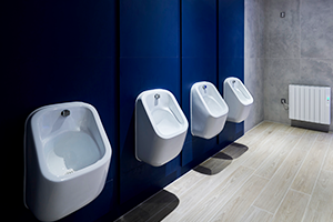 SanCeram Marden Concealed Trap Urinals, installed at the Blue Sky Lounge, Ibrox Stadium